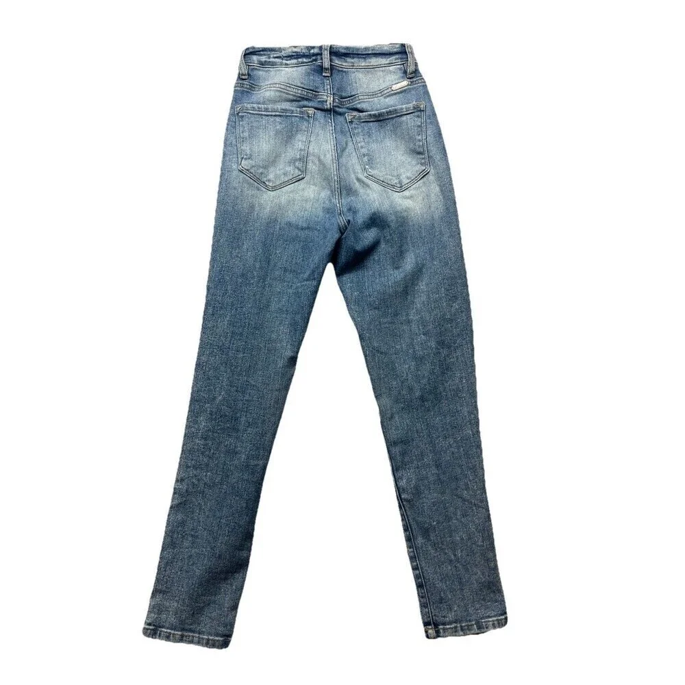 Kancan Baggy Fit Stretch Jeans Hi Rise Button Fly Acid Wash Maha Women’s Size 25